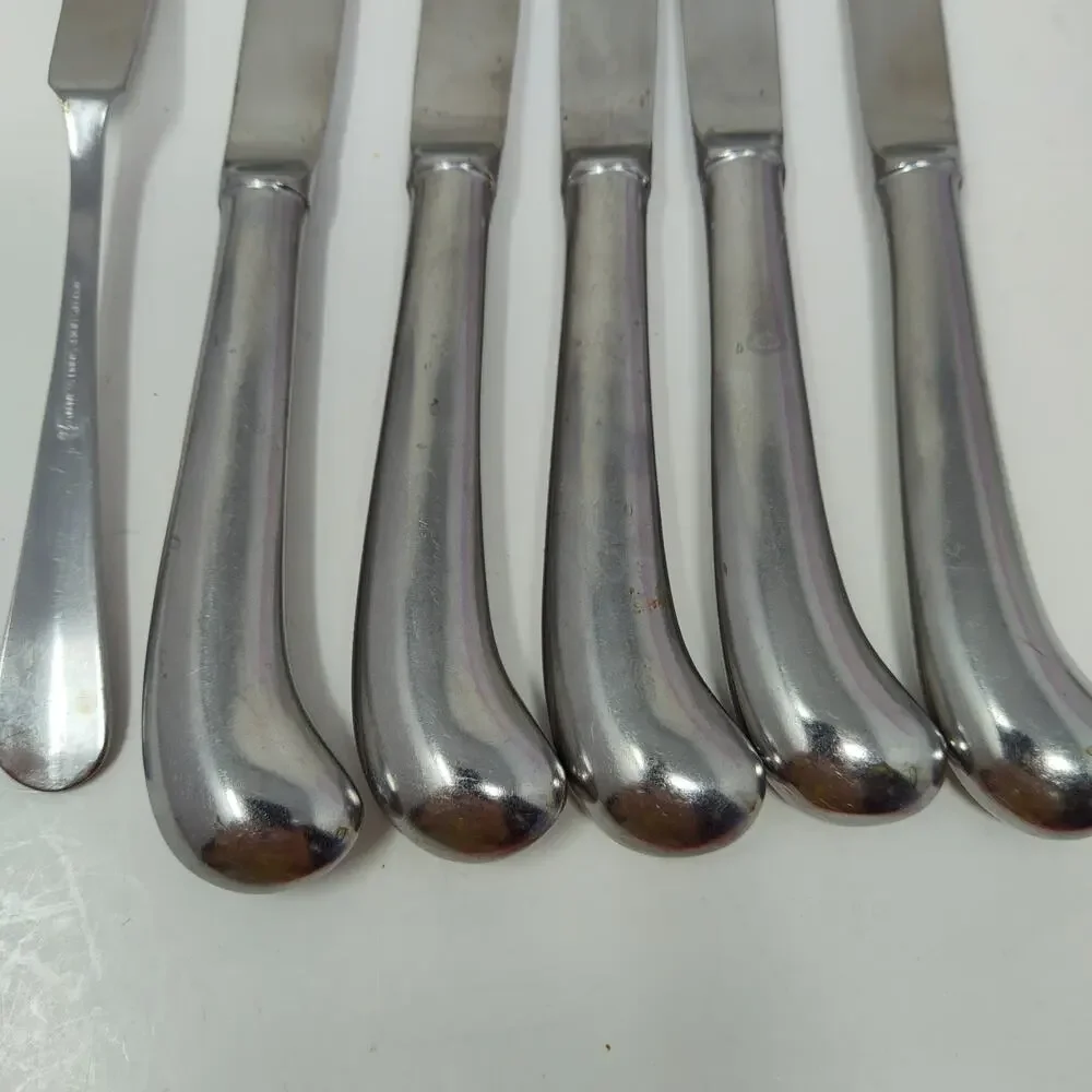 5+1X BK Orleans Silver stainless ORL19 Butter Dinner Knives Pistol Grip Flatware